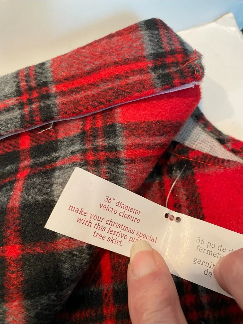 NWT Red & Gray Tartan Plaid Tree Skirt